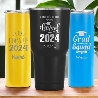 Class of 2024 Graduation Tumbler, Engraved Seniors 2024 Travel Mug, Insulated Graduation Party Cup, Personalized College Graduation Gift - image1